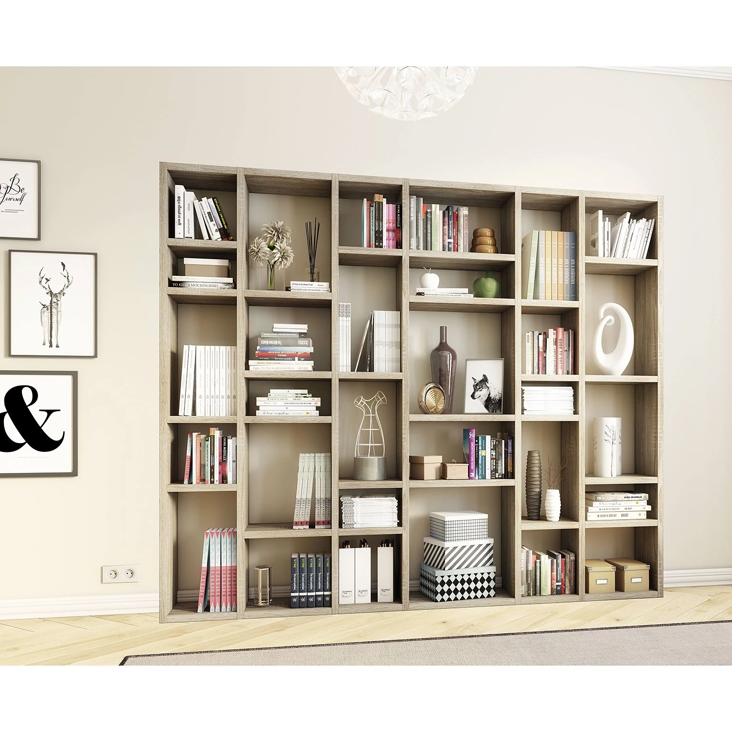 Loftscape Bibliothèque Emporior IV - Imitation chêne de Sonoma - Largeur : 260 cm 2 Loftscape Bibliothèque Emporior IV - Imitation chêne de Sonoma - Largeur : 260 cm – Image 2