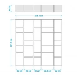 Loftscape Bibliothèque Emporior IV - Imitation chêne de Sonoma - Largeur : 214 cm -ÉcoMaison Soldes 1000167461 190507 15565300010 GALLERYIMAGES P000000001000167461
