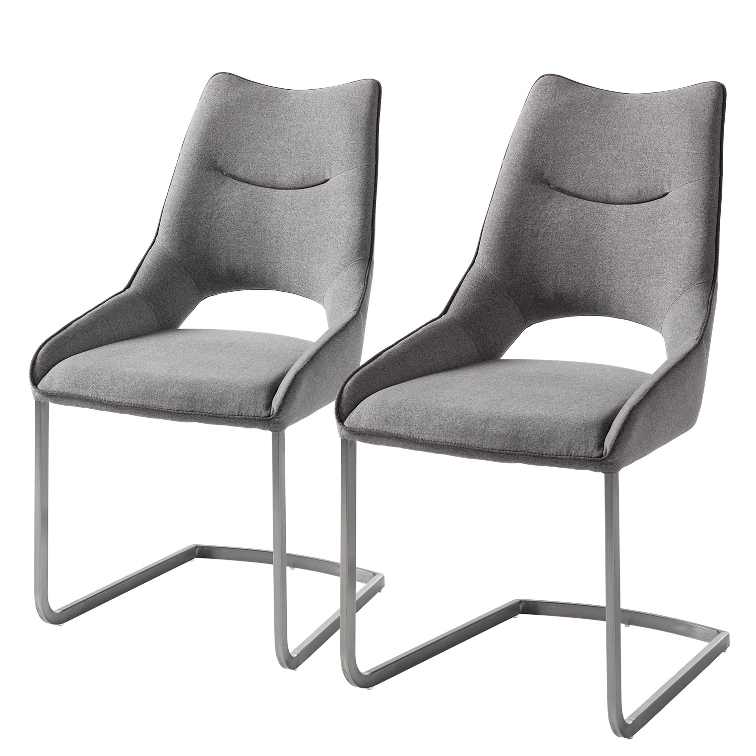 Fredriks Chaises cantilever Nidri (lot de 2) - Tissage à plat / Acier inoxydable - Gris clair 1 Fredriks Chaises cantilever Nidri (lot de 2) - Tissage à plat / Acier inoxydable - Gris clair
