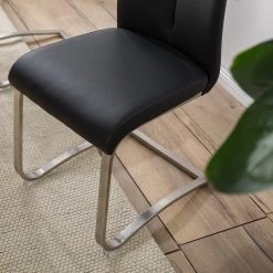 Fredriks Chaises cantilever Ratos (lot de 2) - Imitation cuir / Acier inoxydable - Noir -ÉcoMaison Soldes 1000169678 220819 040 DETAILS P000000001000169678