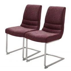 Loftscape Chaises cantilever Agestina (lot de 2) - Tissu / Acier inoxydable - Bordeaux
