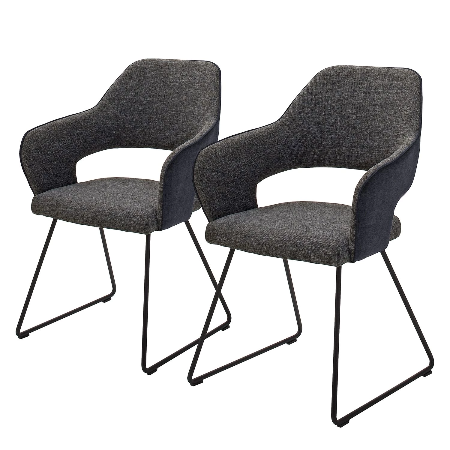 Loftscape Chaises à accoudoirs Savega (lot de 2) - Tissu / Acier inoxydable - Anthracite - Gris foncé 1 Loftscape Chaises à accoudoirs Savega (lot de 2) - Tissu / Acier inoxydable - Anthracite - Gris foncé