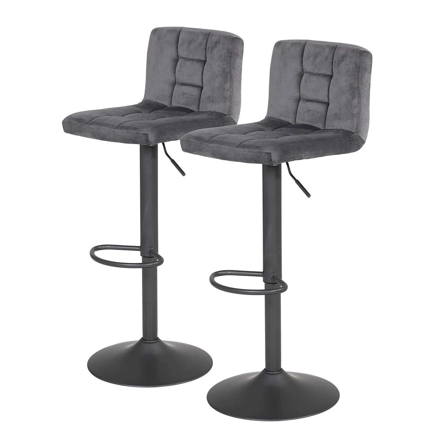Loftscape Chaises de bar Irma (lot de 2) - Velours / Acier - Gris 1 Loftscape Chaises de bar Irma (lot de 2) - Velours / Acier - Gris