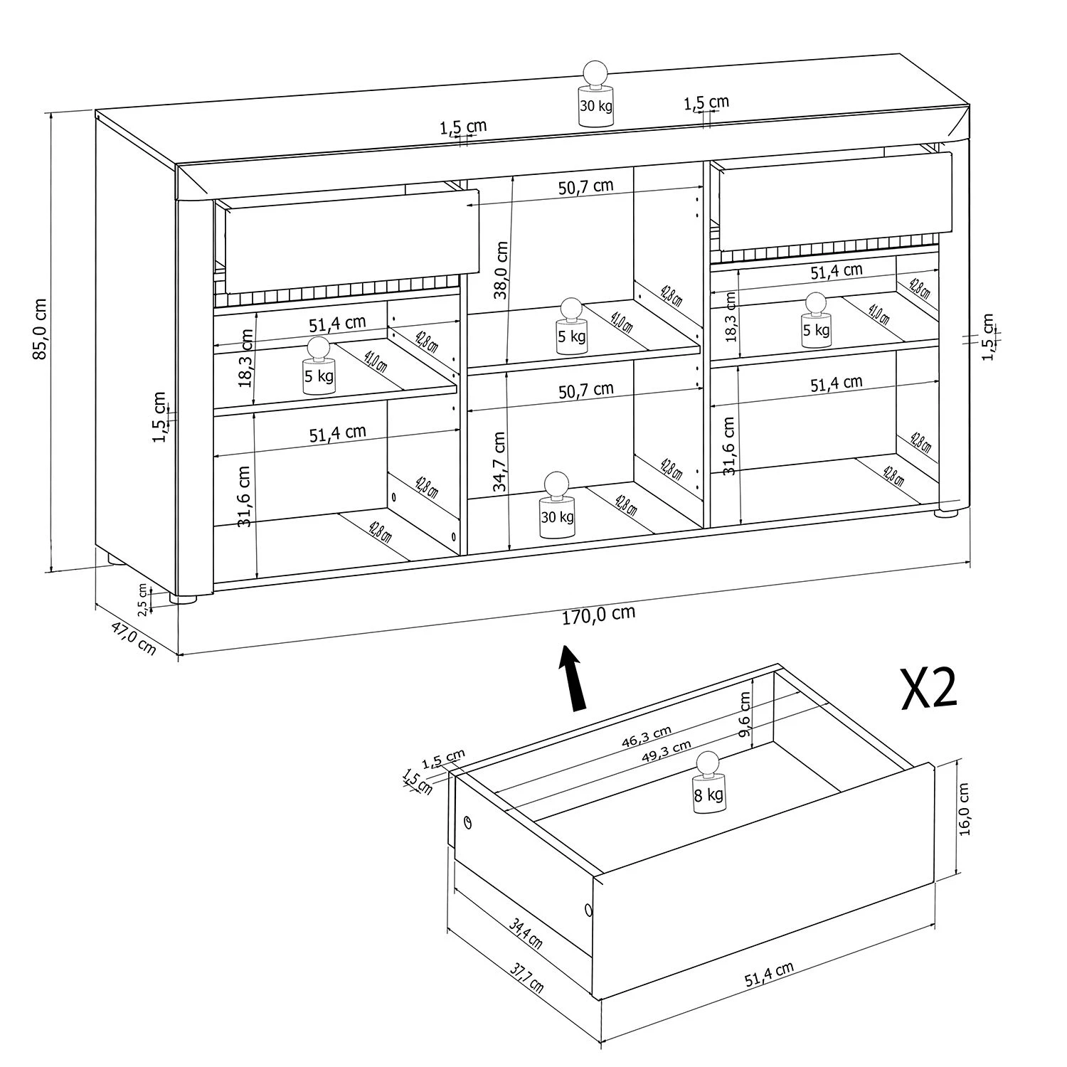 Loftscape Buffet Charnocks - Blanc brillant / blanc 5 Loftscape Buffet Charnocks - Blanc brillant / blanc – Image 5