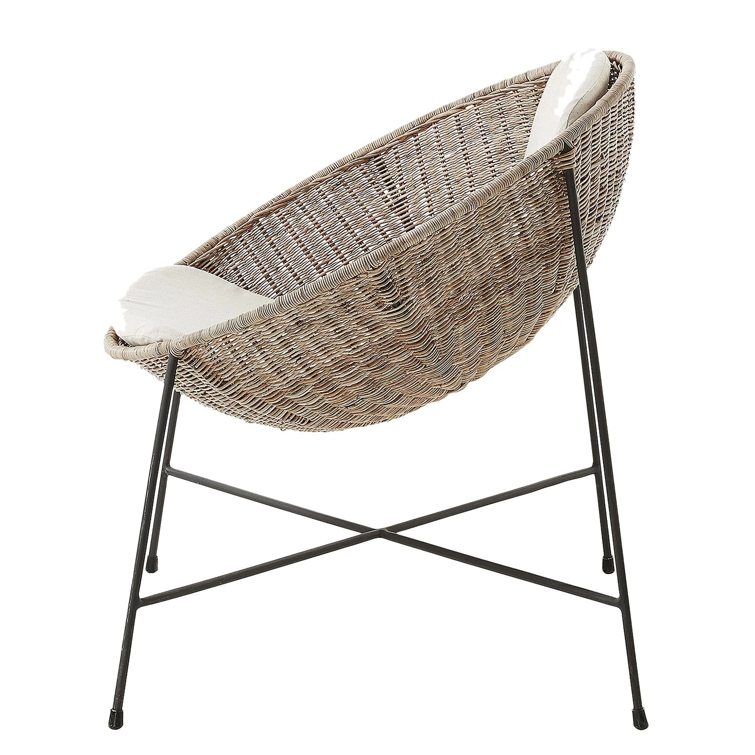 Ars manufacti Chaises à accoudoirs Metti - Rotin / Acier - Naturel / Noir 2 Ars manufacti Chaises à accoudoirs Metti - Rotin / Acier - Naturel / Noir – Image 2