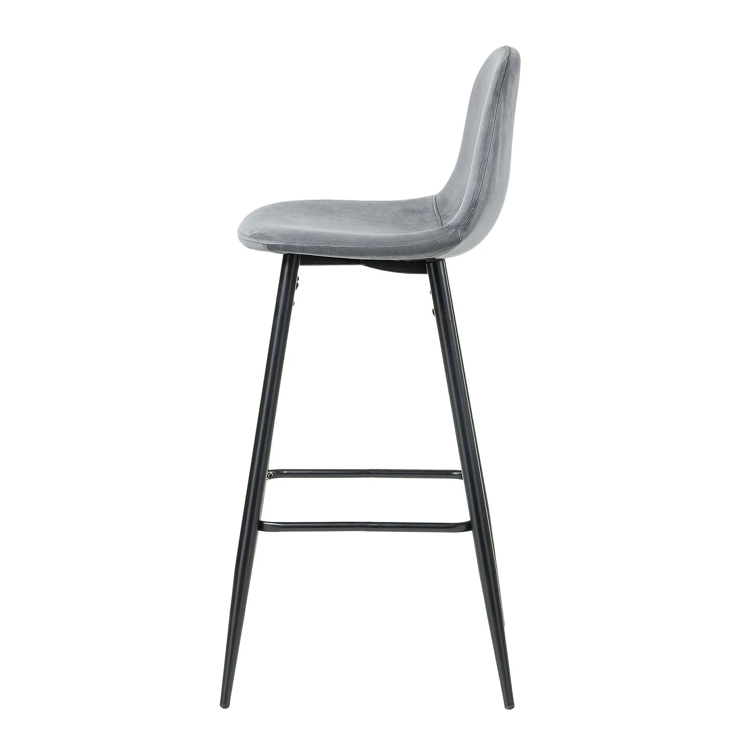 Jack & Alice Chaise de bar Sendo (lot de 2) - Velours/ Métal - Gris / Noir 2 Jack & Alice Chaise de bar Sendo (lot de 2) - Velours/ Métal - Gris / Noir – Image 2