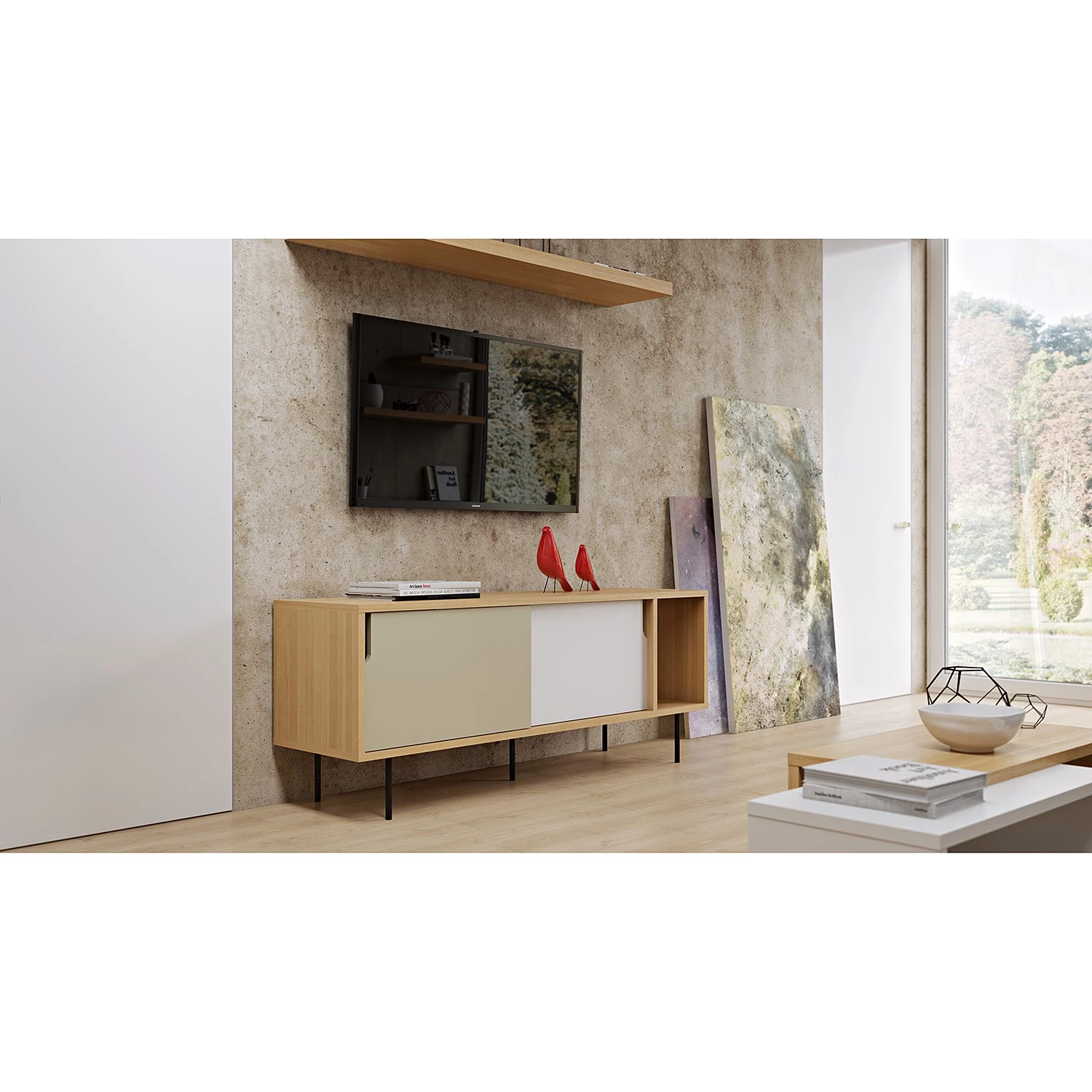 Temahome Buffet Noa II - Blanc / Gris minéral - Chêne 3 Temahome Buffet Noa II - Blanc / Gris minéral - Chêne – Image 3