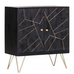 Jack & Alice Commode Towa II - Acacia massif / Métal - Noir / Or