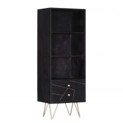 Jack & Alice Etagère Towa - Acacia massif / Métal - Noir / Or