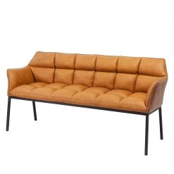 Kare Design Banquette Thinktank - Imitation cuir / Acier - Cognac / Noir