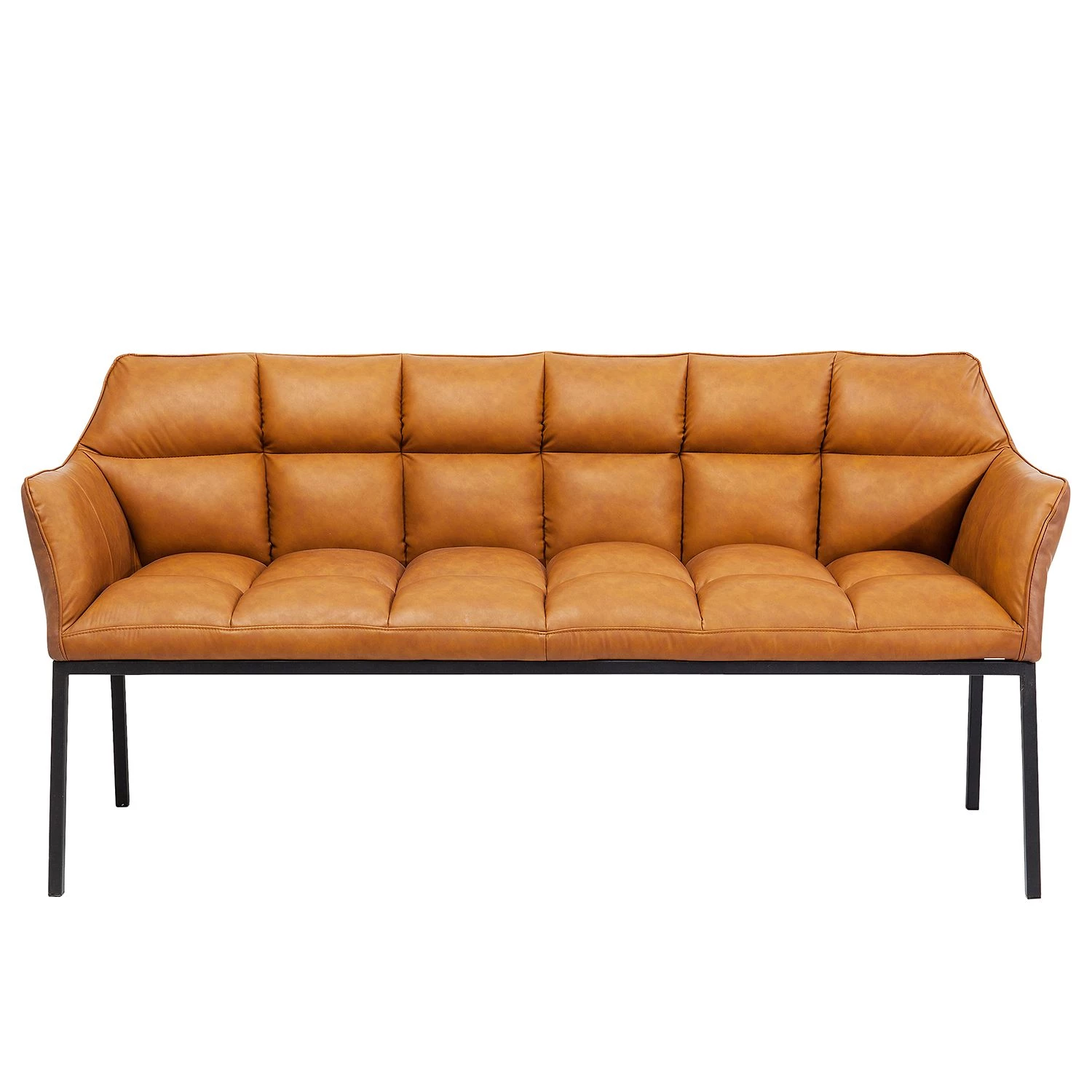 Kare Design Banquette Thinktank - Imitation cuir / Acier - Cognac / Noir 2 Kare Design Banquette Thinktank - Imitation cuir / Acier - Cognac / Noir – Image 2