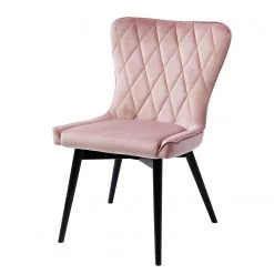 Kare Design Chaise capitonnée Black Marshall - Velours / Hêtre massif - Rose / Noir