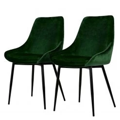 Tenzo Chaises capitonnées Lex (lot de 2) - Velours / Fer - Noir - Vert
