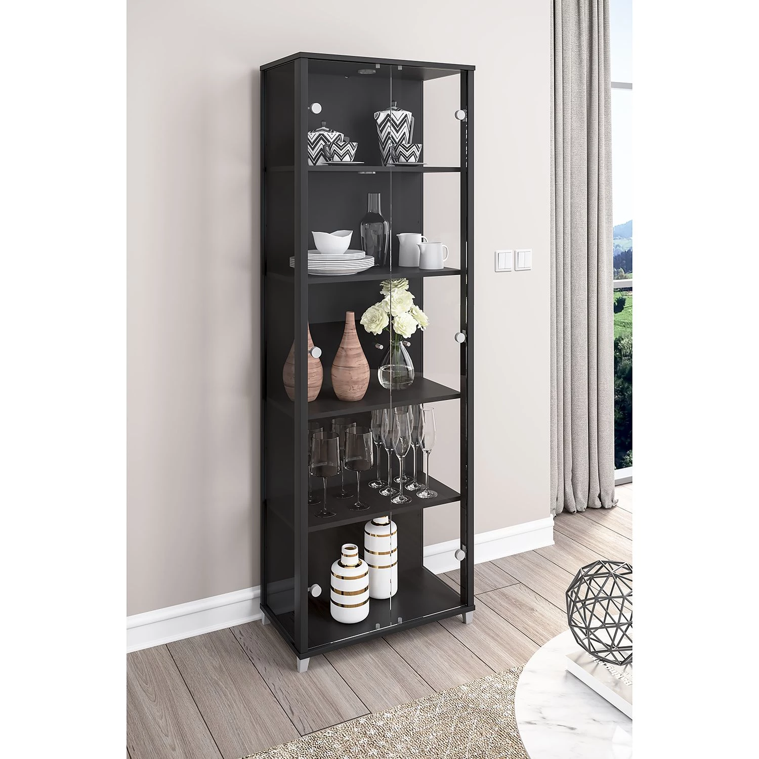 Fredriks Vitrine Exhibit - Éclairage inclus - Noir - Largeur : 58 cm 2 Fredriks Vitrine Exhibit - Éclairage inclus - Noir - Largeur : 58 cm – Image 2