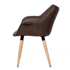 Ars manufacti Chaise à accoudoirs Kantii I - Microfibre / Chêne massif - Marron foncé vintage - 1 chaise -ÉcoMaison Soldes 1000176707 200107 15382100015 DETAILS P000000001000176707