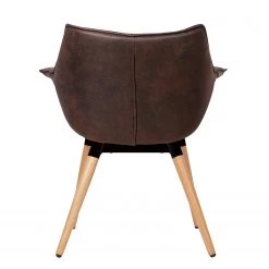 Ars manufacti Chaise à accoudoirs Kantii I - Microfibre / Chêne massif - Marron foncé vintage - 1 chaise -ÉcoMaison Soldes 1000176707 200107 15382100016 DETAILS P000000001000176707