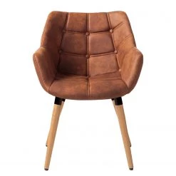 Mørteens Chaise à accoudoirs Lamppi - microfibre / Chêne massif - Microfibre Colby: Cognac vintage - 1 chaise -ÉcoMaison Soldes 1000176715 200107 15382300028 DETAILS P000000001000176715