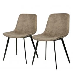 Ars manufacti Chaises Teini (lot de 2) - microfibre / Acier - Microfibre Colby: Cappuccino vintage