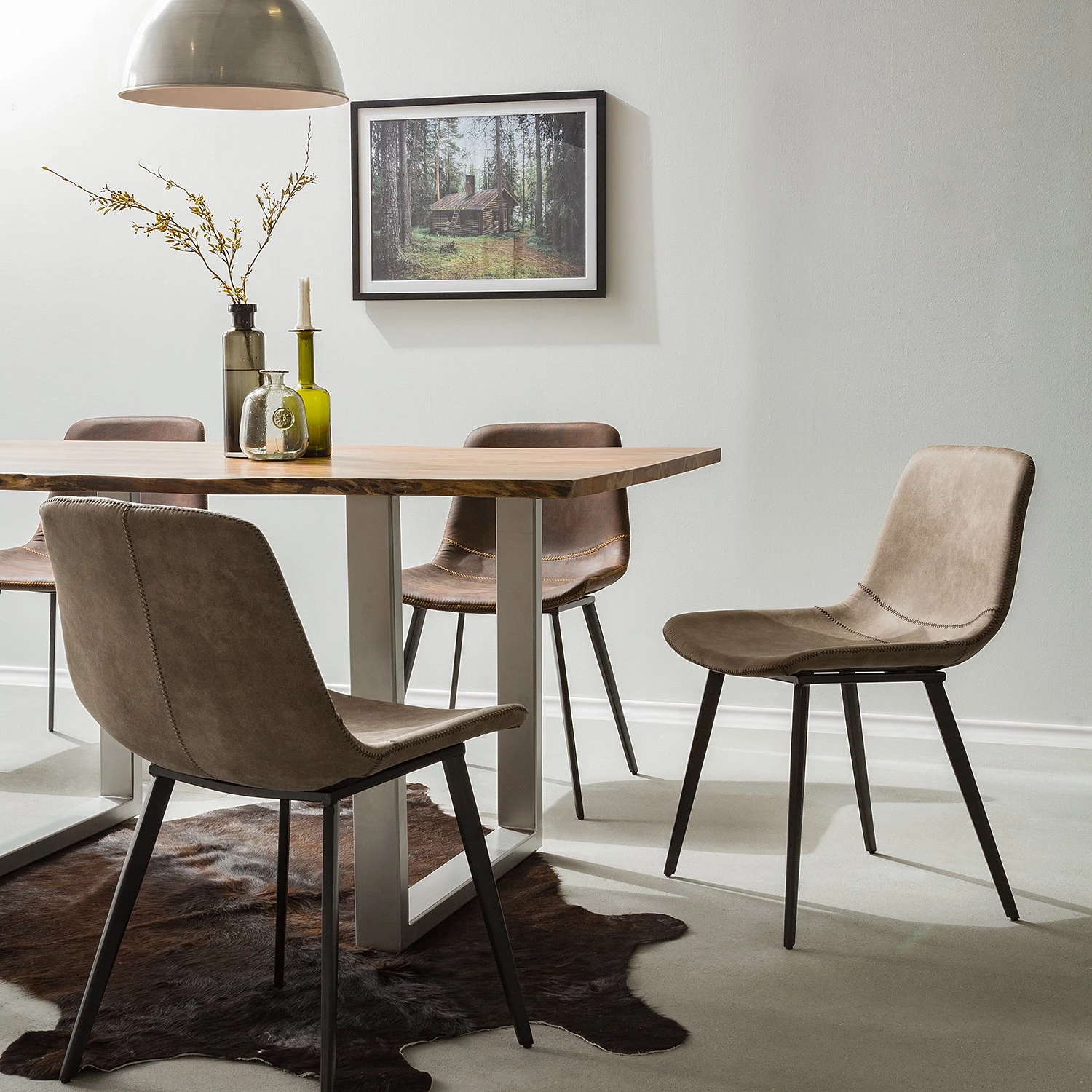 Ars manufacti Chaises Teini (lot de 2) - microfibre / Acier - Microfibre Colby: Cappuccino vintage 2 Ars manufacti Chaises Teini (lot de 2) - microfibre / Acier - Microfibre Colby: Cappuccino vintage – Image 2