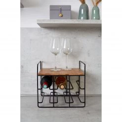 WENKO Range-bouteilles Loft I - Bambou massif / Acier inoxydable - Bambou / Noir -ÉcoMaison Soldes 1000176884 190627 16584000060 MOOD GALLERYIMAGES P000000001000176884 mood