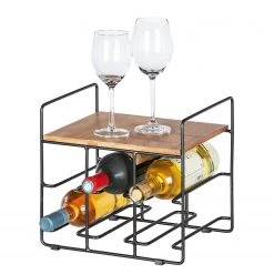 WENKO Range-bouteilles Loft I - Bambou massif / Acier inoxydable - Bambou / Noir -ÉcoMaison Soldes 1000176884 190627 16584000062 GALLERYIMAGES P000000001000176884