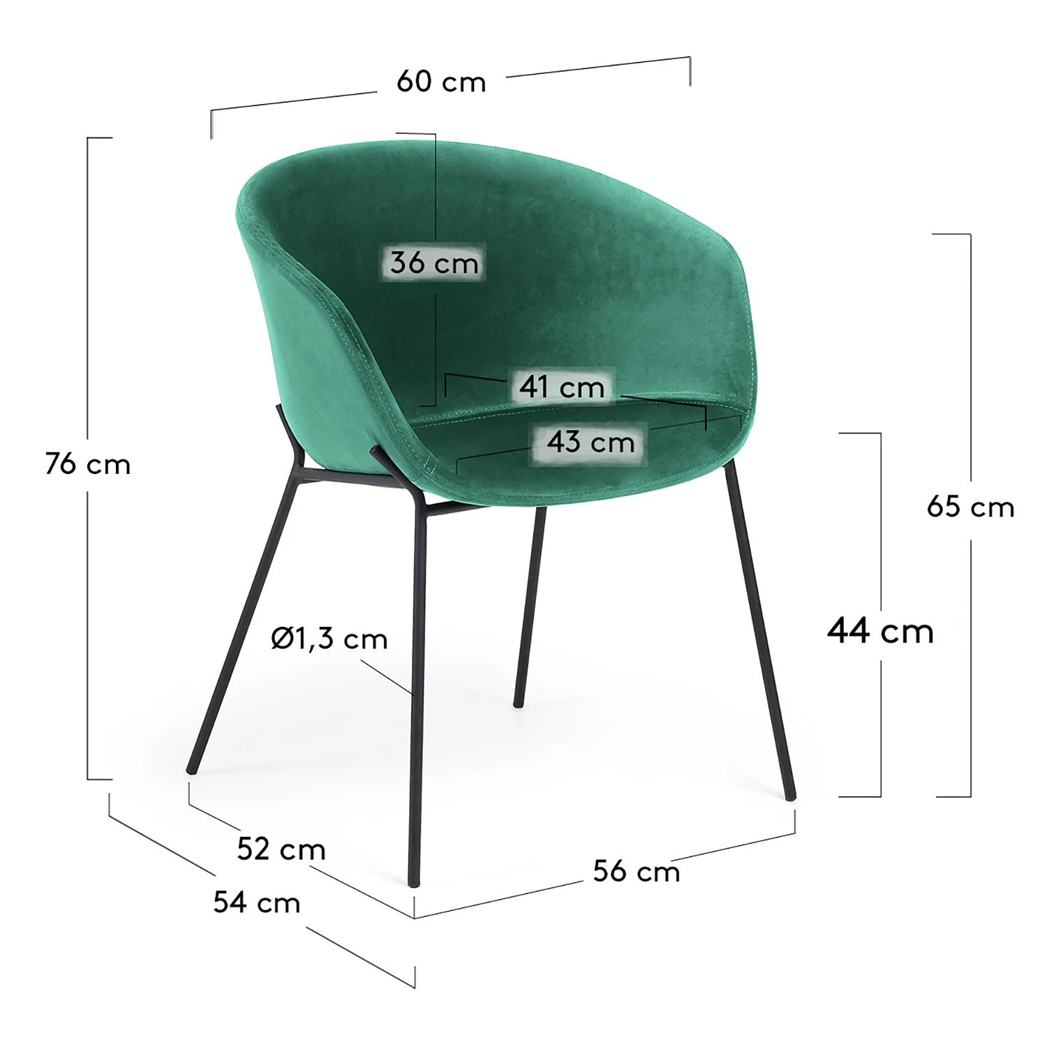 Norrwood Chaises à accoudoirs Baxa II - Velours / Acier - Noir - Vert 7 Norrwood Chaises à accoudoirs Baxa II - Velours / Acier - Noir - Vert – Image 7