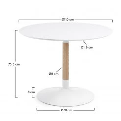 Mørteens Table Maud I - Partiellement en frêne massif / Acier - Frêne / Blanc - Diamètre : 110 cm -ÉcoMaison Soldes 1000176899 190614 06442300067 GALLERYIMAGES P000000001000176899