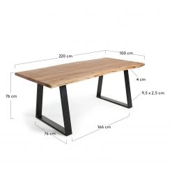 Red Living Table Haggi - Acacia massif / Acier - Acacia / Noir - 220 x 100 cm -ÉcoMaison Soldes 1000176906 190614 06442700107 GALLERYIMAGES P000000001000176906