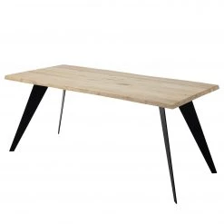 Norrwood Table Malling - Chêne massif / Acier - Noir - Chêne coloris lessivé - 220 x 100 cm