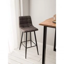 Ars manufacti Chaises de bar Donnell (lot de 2) - Microfibre/ Acier - Noir mat - Anthracite -ÉcoMaison Soldes 1000178088 200310 11100600007 MOOD DETAILS P000000001000178088 mood