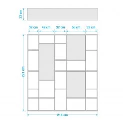 Loftscape Bibliothèque Emporior VII - Blanc brillant - Largeur : 214 cm -ÉcoMaison Soldes 1000178979 190801 08301600042 SKETCH DETAILS P000000001000178979 sketch