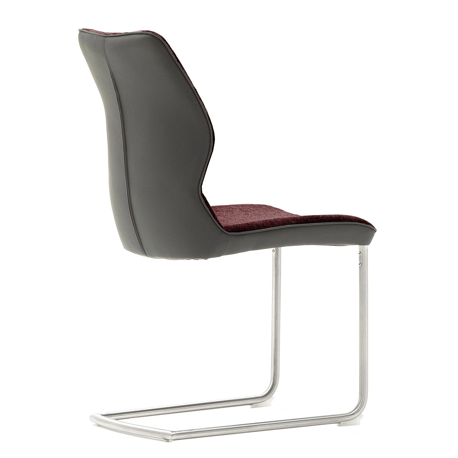 Fredriks Chaises cantilever Kiama (lot de 2) - Imitation cuir / Tissé à plat - Acier inoxydable - Bordeaux 4 Fredriks Chaises cantilever Kiama (lot de 2) - Imitation cuir / Tissé à plat - Acier inoxydable - Bordeaux – Image 4