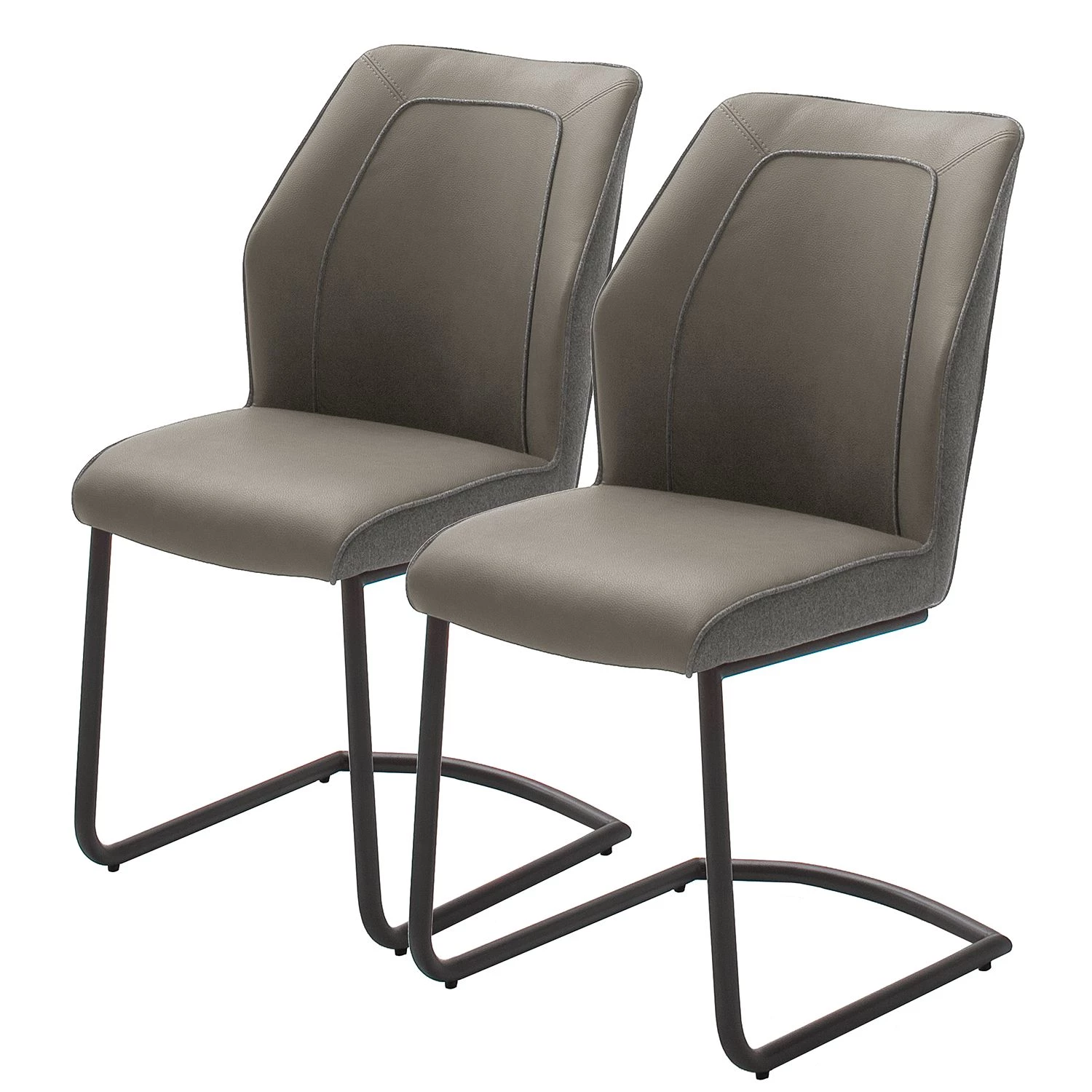 Fredriks Chaises cantilever Macapa (lot de 2) - Imitation cuir / Tissé à plat - Noir - Gris 1 Fredriks Chaises cantilever Macapa (lot de 2) - Imitation cuir / Tissé à plat - Noir - Gris