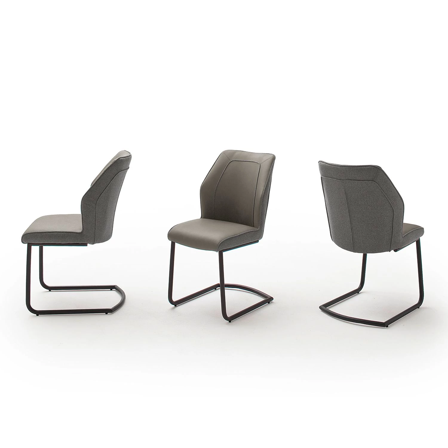 Fredriks Chaises cantilever Macapa (lot de 2) - Imitation cuir / Tissé à plat - Noir - Gris 2 Fredriks Chaises cantilever Macapa (lot de 2) - Imitation cuir / Tissé à plat - Noir - Gris – Image 2