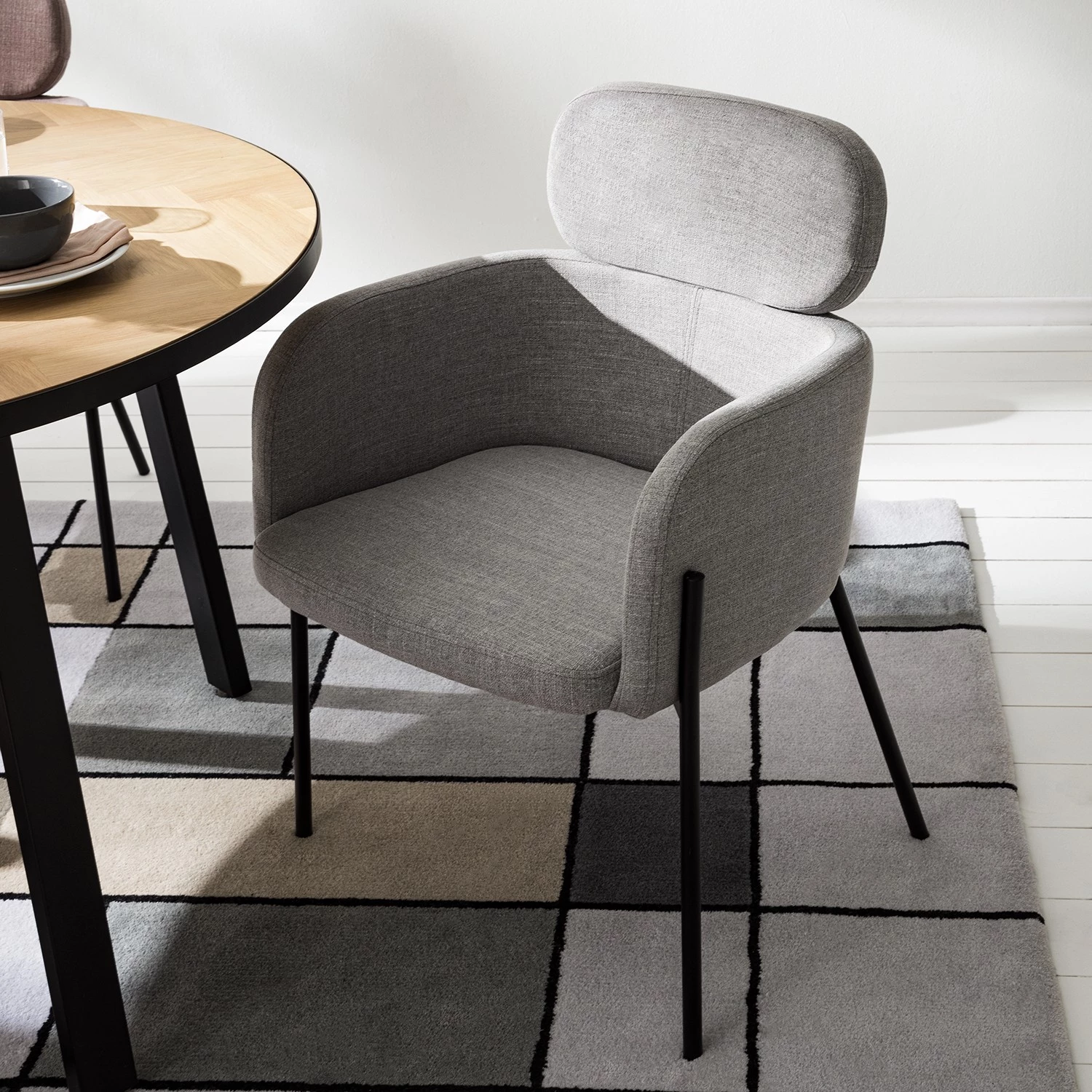 Mørteens Chaises à accoudoirs Menly - Tissu / Métal - Noir - Gris 4 Mørteens Chaises à accoudoirs Menly - Tissu / Métal - Noir - Gris – Image 4