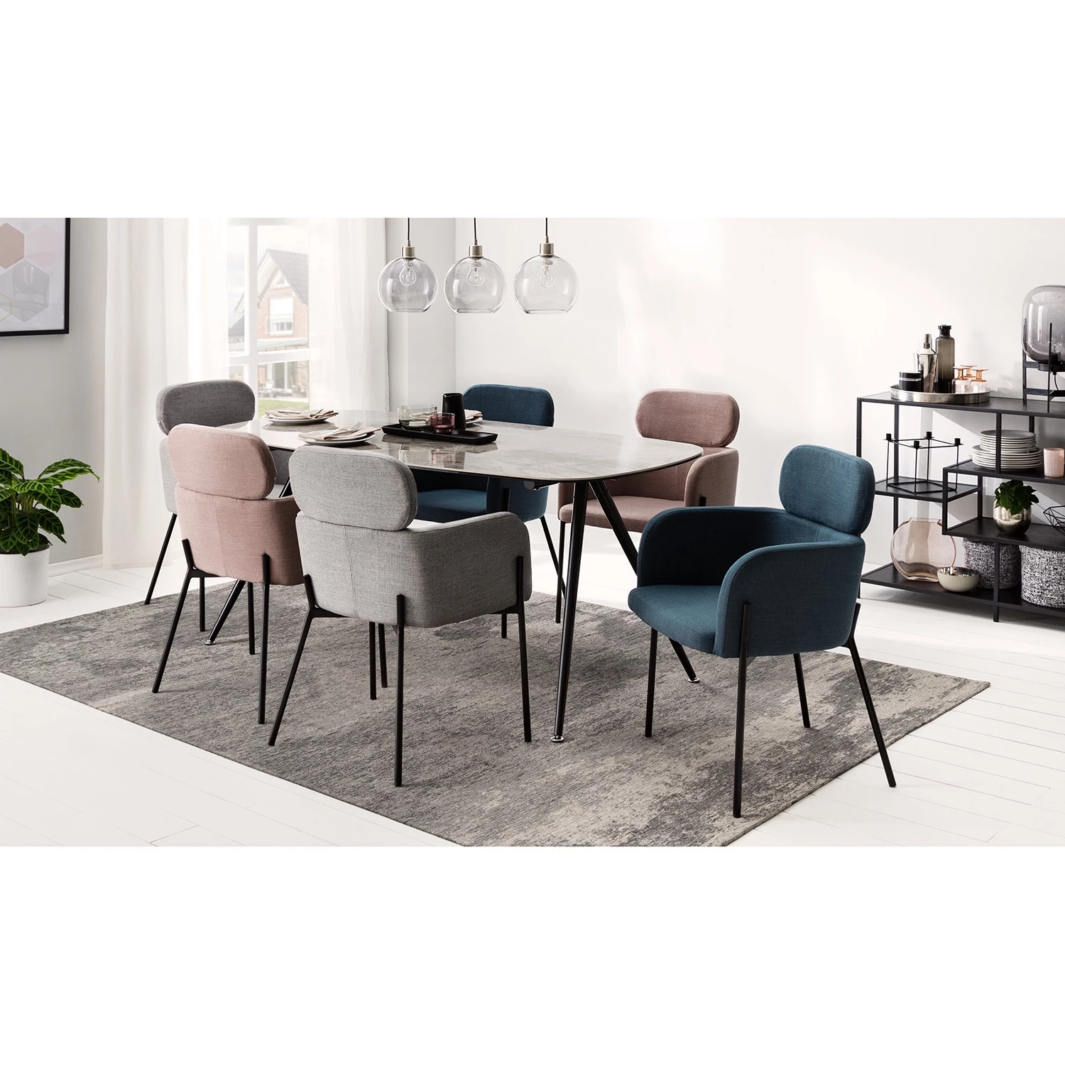 Mørteens Chaises à accoudoirs Menly - Tissu / Métal - Noir - Gris 3 Mørteens Chaises à accoudoirs Menly - Tissu / Métal - Noir - Gris – Image 3