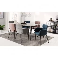 Mørteens Chaises à accoudoirs Menly - Tissu / Métal - Noir - Bleu Gris -ÉcoMaison Soldes 1000179462 200122 12294700024 MOOD DETAILS P000000001000179462 mood