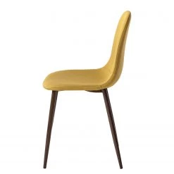 Mørteens Chaise capitonnée Iskmo VI - Tissu / Métal - Imitation noyer - Jaune moutarde - Lot de 2 -ÉcoMaison Soldes 1000179471 200121 14403800065 DETAILS P000000001000179471
