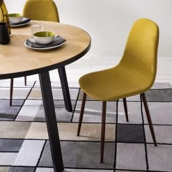 Mørteens Chaise capitonnée Iskmo VI - Tissu / Métal - Imitation noyer - Jaune moutarde - Lot de 2 -ÉcoMaison Soldes 1000179471 200122 12294800045 MOOD DETAILS P000000001000179471 mood