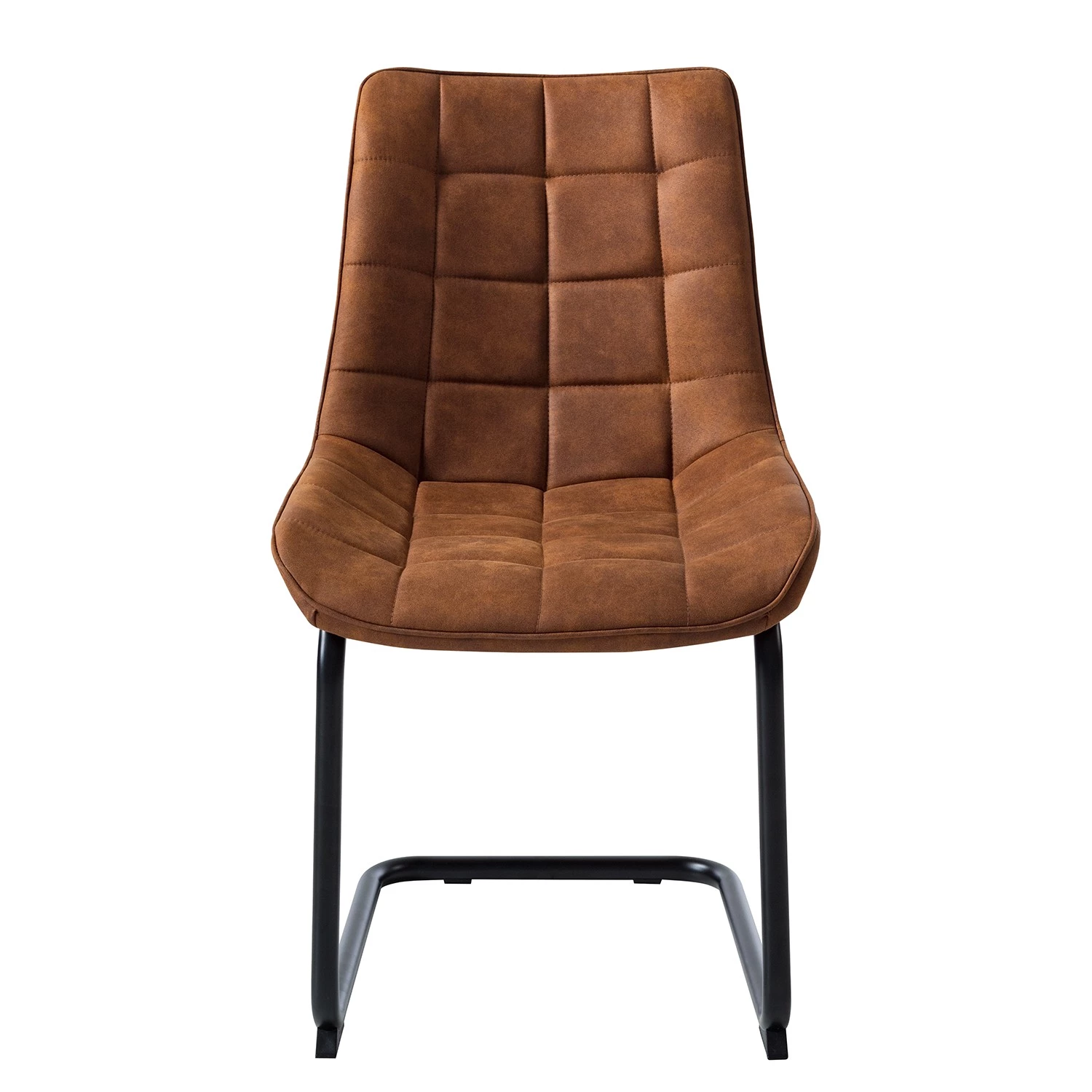 Fredriks Chaise cantilever Kemmel - Microfibre / Métal - Noir - Cognac - Lot de 2 4 Fredriks Chaise cantilever Kemmel - Microfibre / Métal - Noir - Cognac - Lot de 2 – Image 4