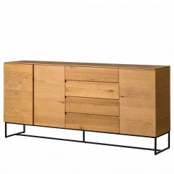Ars Natura Buffet Nozza I - Placage en bois véritable - Chêne / Noir