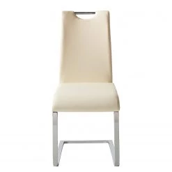 Fredriks Chaises cantilever Nevia I - Imitation cuir / Métal - Chrome - Cuir synthétique Aleli: Créme - Lot de 2 -ÉcoMaison Soldes 1000183823 200131 13175500067 DETAILS P000000001000183823