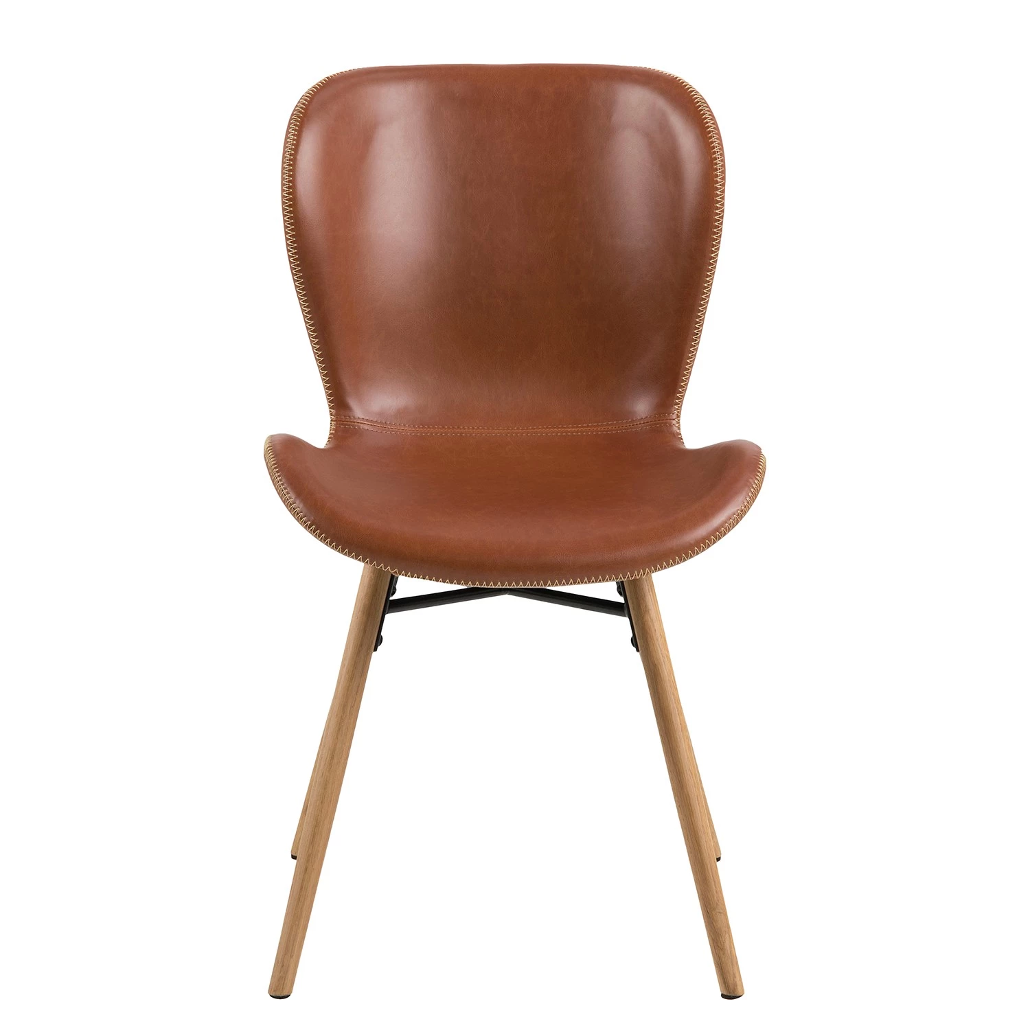 Mørteens Chaises Livaras IV - Imitation cuir / Chêne massif - Marron vintage - Lot de 2 2 Mørteens Chaises Livaras IV - Imitation cuir / Chêne massif - Marron vintage - Lot de 2 – Image 2