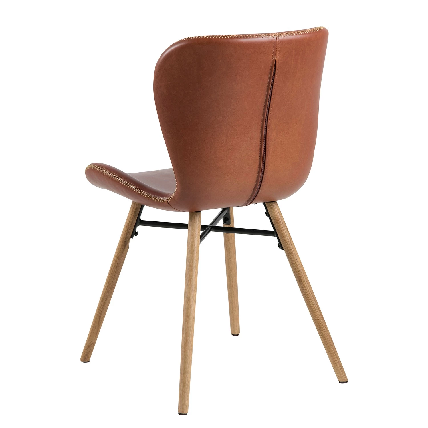 Mørteens Chaises Livaras IV - Imitation cuir / Chêne massif - Marron vintage - Lot de 2 3 Mørteens Chaises Livaras IV - Imitation cuir / Chêne massif - Marron vintage - Lot de 2 – Image 3