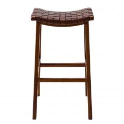 Ars manufacti Tabouret de bar Bourbourg - Cuir tressé / Teck massif - marron cognac / Teck -ÉcoMaison Soldes 1000183943 200317 14382500002 DETAILS P000000001000183943