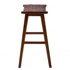 Ars manufacti Tabouret de bar Bourbourg - Cuir tressé / Teck massif - marron cognac / Teck -ÉcoMaison Soldes 1000183943 200317 14382500003 DETAILS P000000001000183943