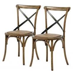 Maison Belfort Chaises Dahab (lot de 2) - Rotin / Bouleau massif - rotin - Marron vintage
