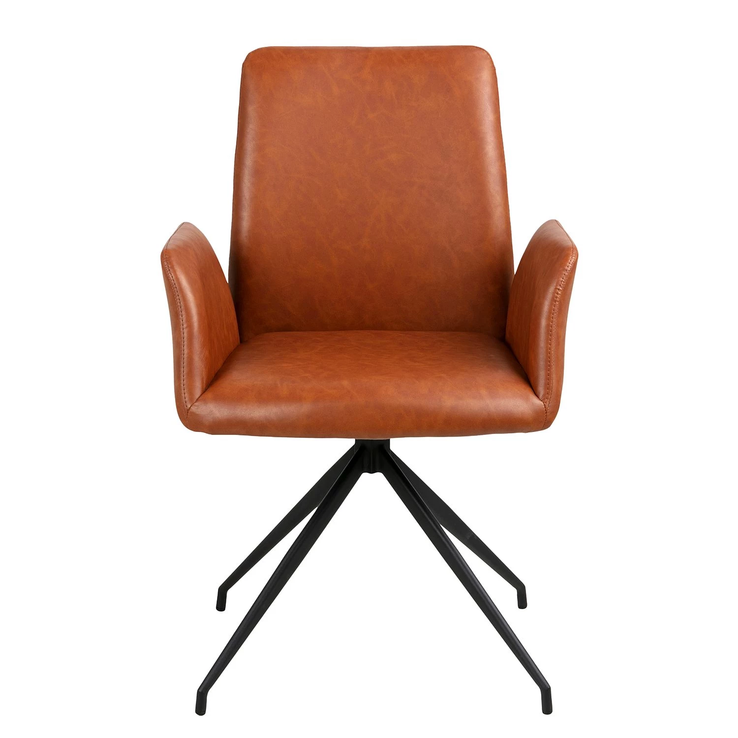 Fredriks Chaise à accoudoirs Mailly II - rotatif - Imitation cuir / Acier - Marron / Noir 3 Fredriks Chaise à accoudoirs Mailly II - rotatif - Imitation cuir / Acier - Marron / Noir – Image 3