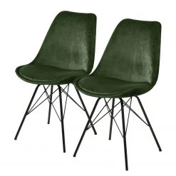 Fredriks Chaises Bonito (lot de 2) - Velours / Fer - Noir - Vert olive