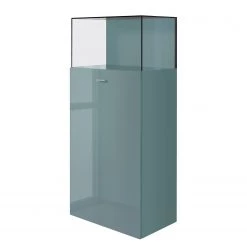 Now! by hülsta Vitrine now no. 14 - Bleu pétrole brillant - Butoir à droite